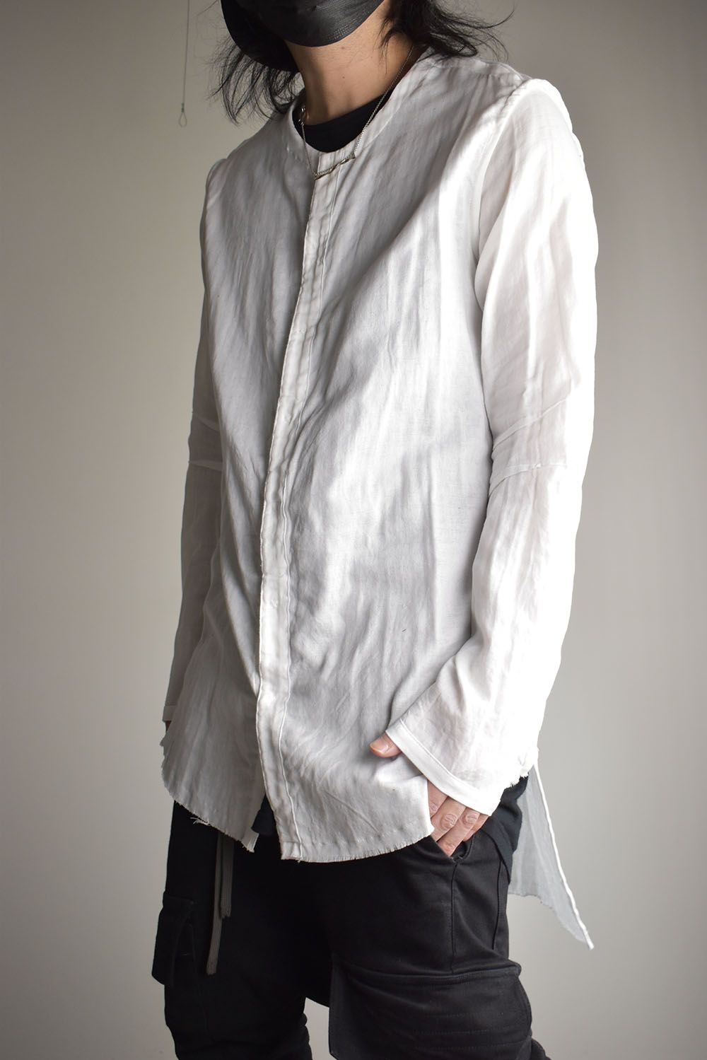 Round Neck Reversible Gauze Shirt"Off White" / ラウンドネックリバーシブルガーゼシャツ"オフホワイト"