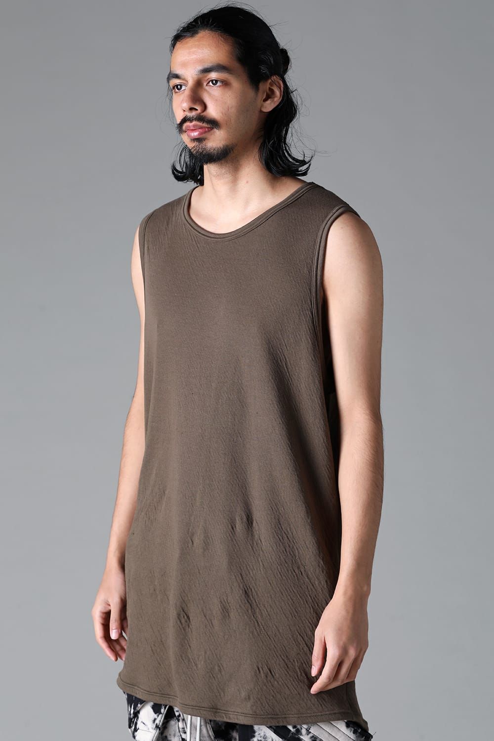 《2025AW先行予約》Double Gauze Long Tank Top"Black / Ivory /Khaki /Grey /D.Grey" /ダブルガーゼロングタンクトップ"ブラック/アイボリー/カーキ/グレー/ダークグレー"