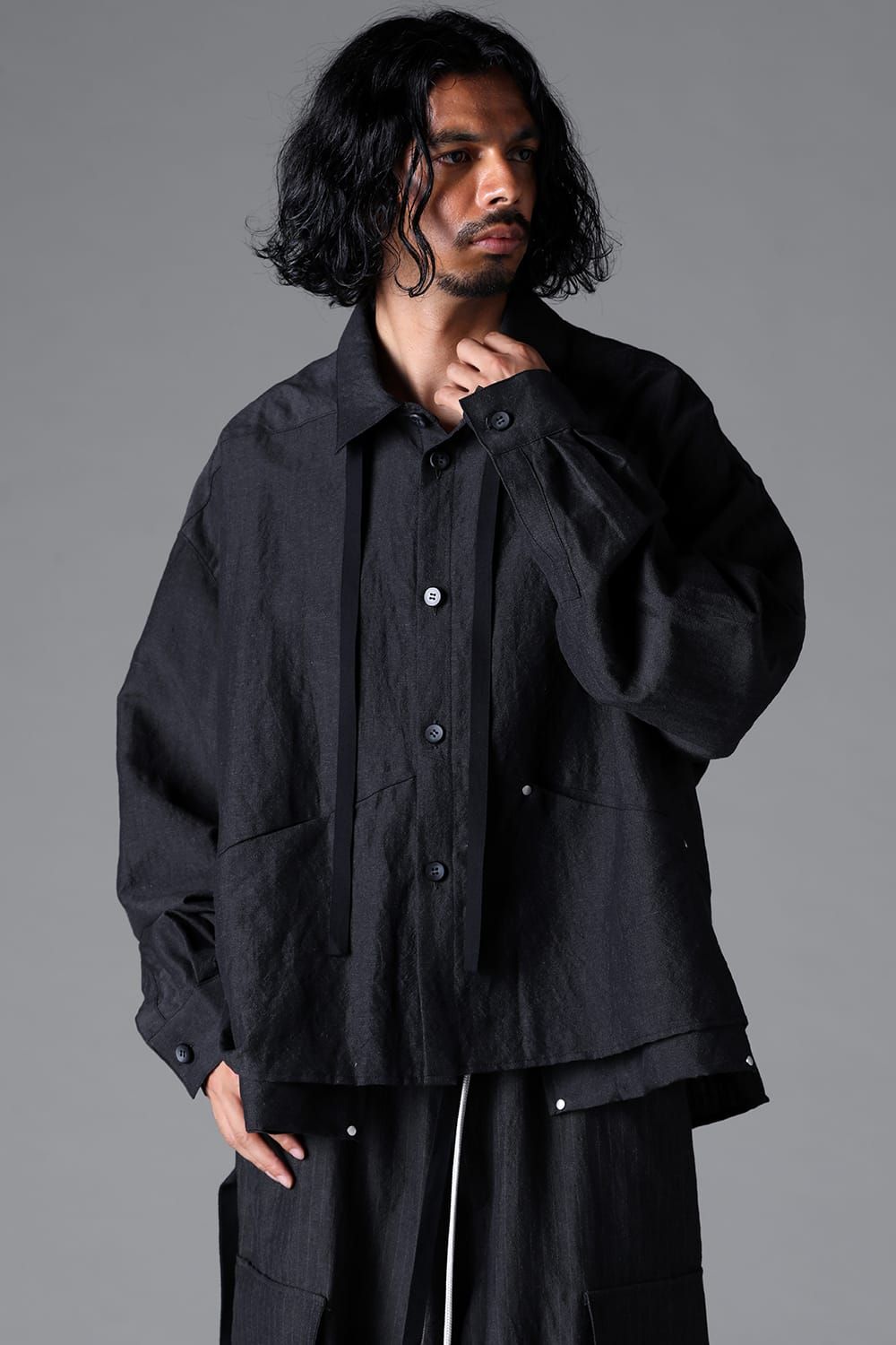《2026SS先行予約》Wide Short Shirts"Black / Stone /Khaki /D.Grey / ST×GY" / ワイドショートシャツ"ブラック/ストーン/カーキ/ダークグレー/ストライプ×ダークグレー"