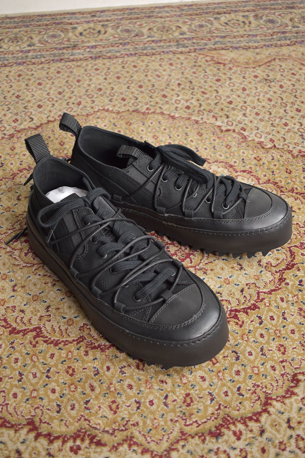 Double Lace Up Shark Sole Sneaker"Black" / ダブルレースアップ シャークソールスニーカー"ブラック"