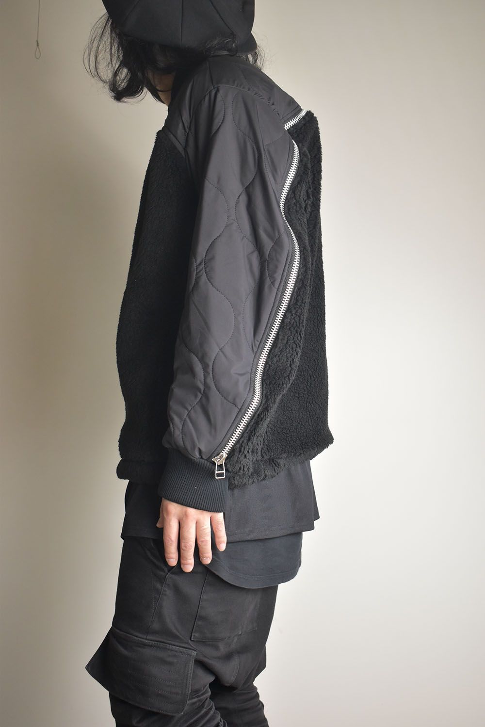 Combination Zip Boa Jersey"Black" / コンビネーションジップボアジャージー"ブラック"
