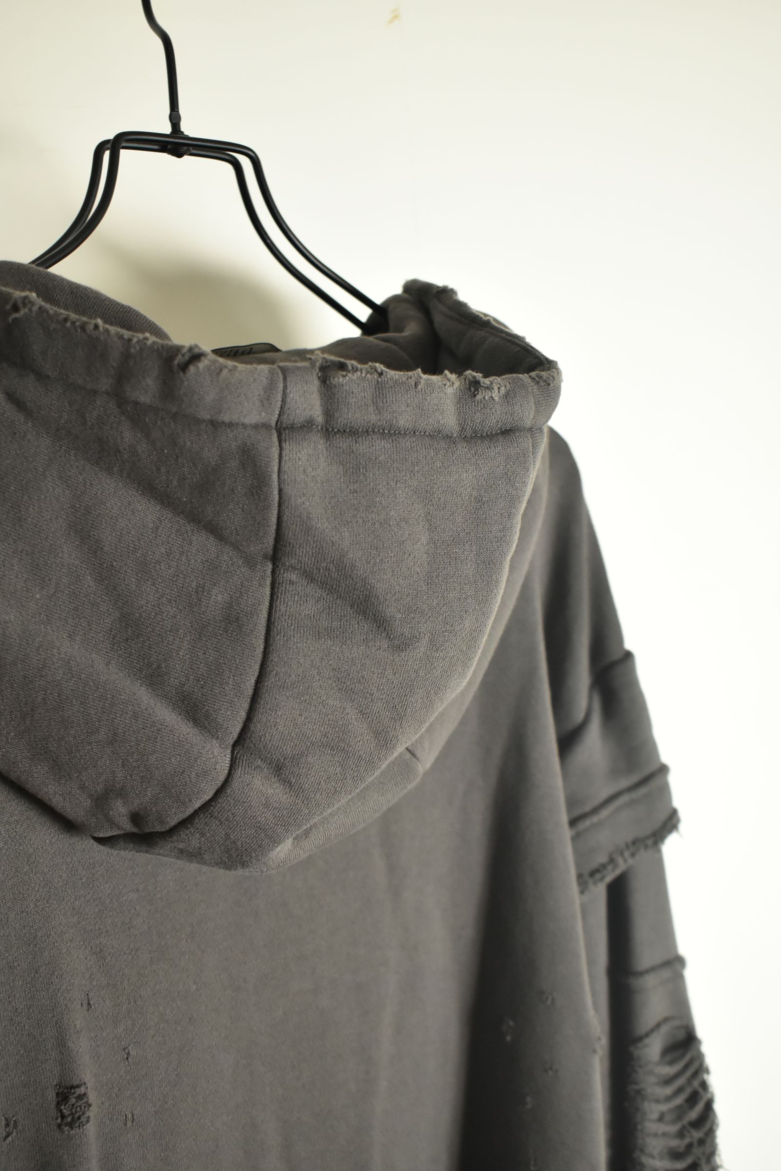 Untwisted Yarn Fleece Shotgun Zip-Up Hoodie"Charcoal" / 無撚糸裏毛ショットガンジップアップフーディー"チャコール"
