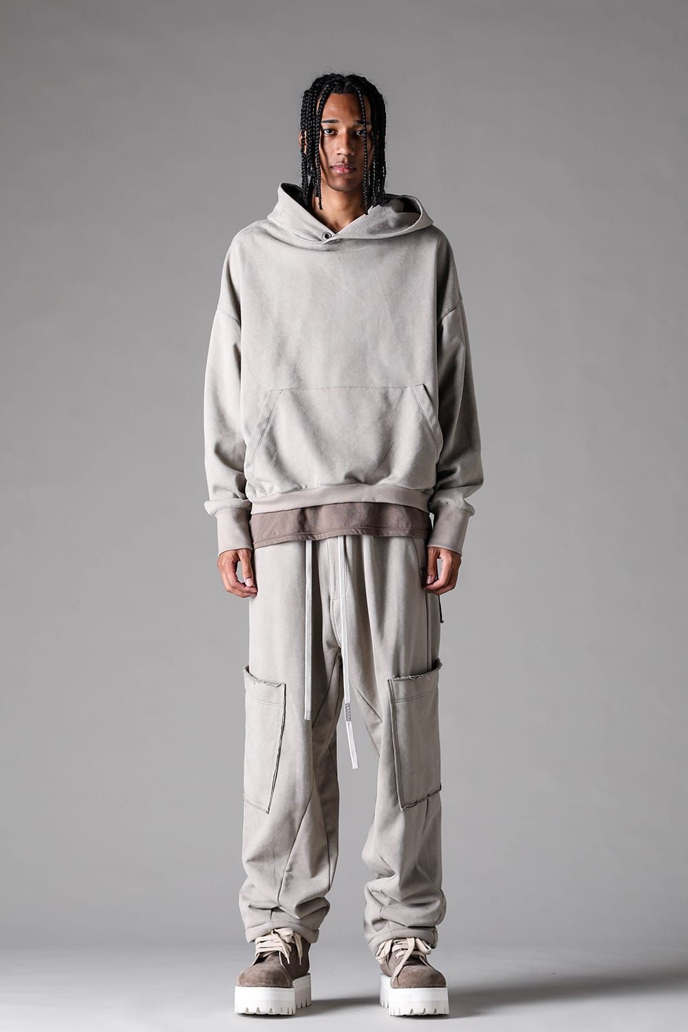 《2027SS先行予約》French Terry Wide Pants "Black / Grey / L.Beige"/ フレンチテリー裏毛ワイドパンツ"ブラック / グレー /ライトベージュ"