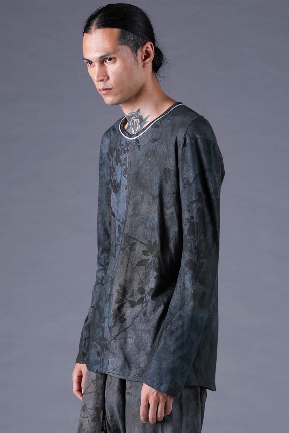 《2027SS先行予約分》Inkjet-Printed 30/- Cotton L/ST-Shirt"Charcoal" / インクジェットプリント30/-天竺ロングスリーブTee"チャコール"