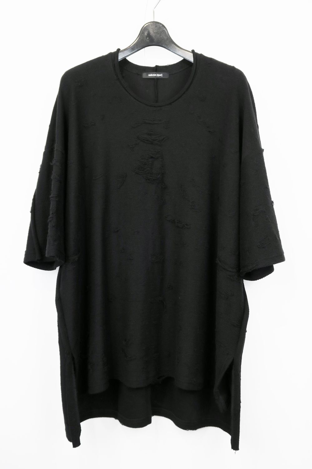 Cotton Damege Jaquard Over Sized Short Sleeve Tee"Black"/コットンダメージジャガードオーバーサイズショートスリーブTee"ブラック"