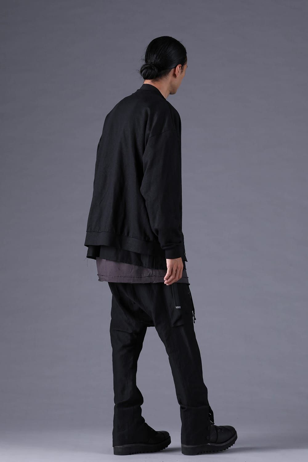 《2027SS先行予約分》Linen-Cotton Jersey Double-Open Cardigan "Black" / リネンコットンジャージーダブルオープンカーディガン"ブラック"