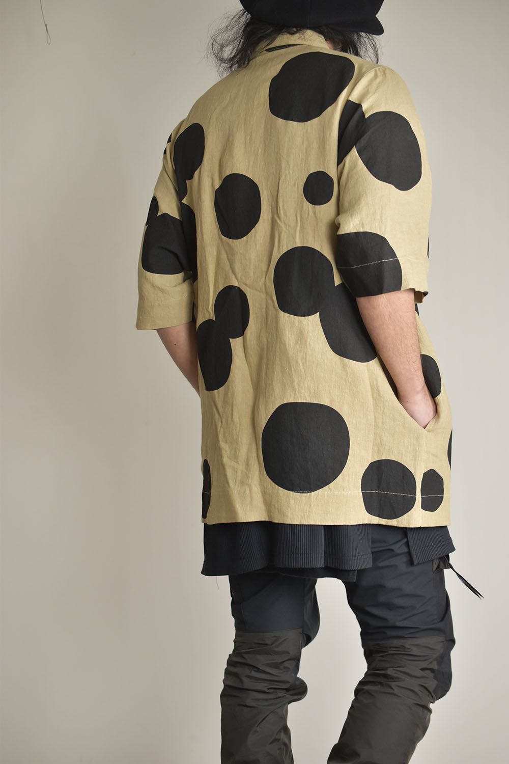 Dot Half Sleeve Shirts"Beige×Black"/ドットハーフスリーブシャツ"ベージュ×ブラック"