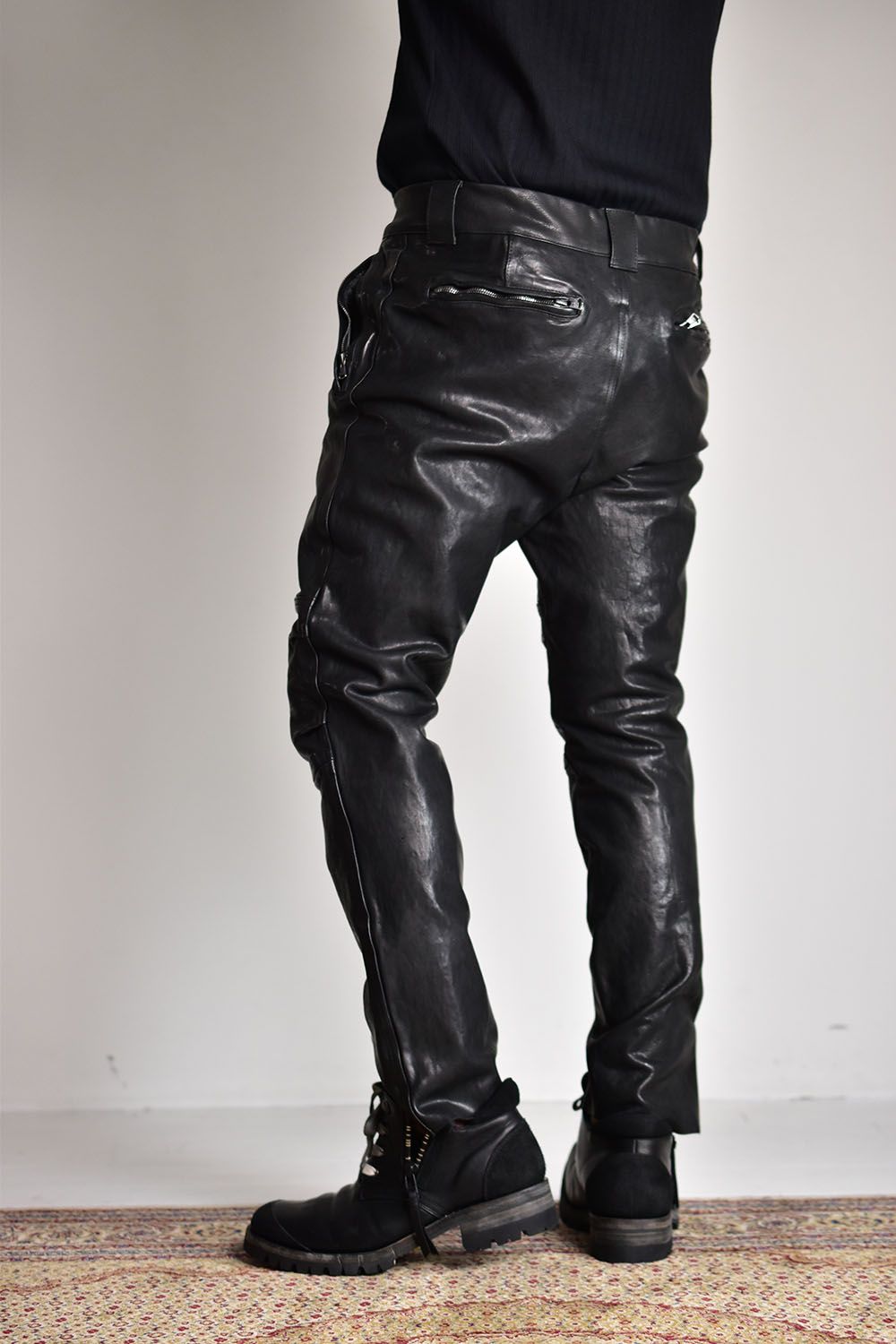 Maryam Itary Kip Garment Dye Leather Pants"Black"/マリアムイタリーキップ製品染めレザーパンツ"ブラック"