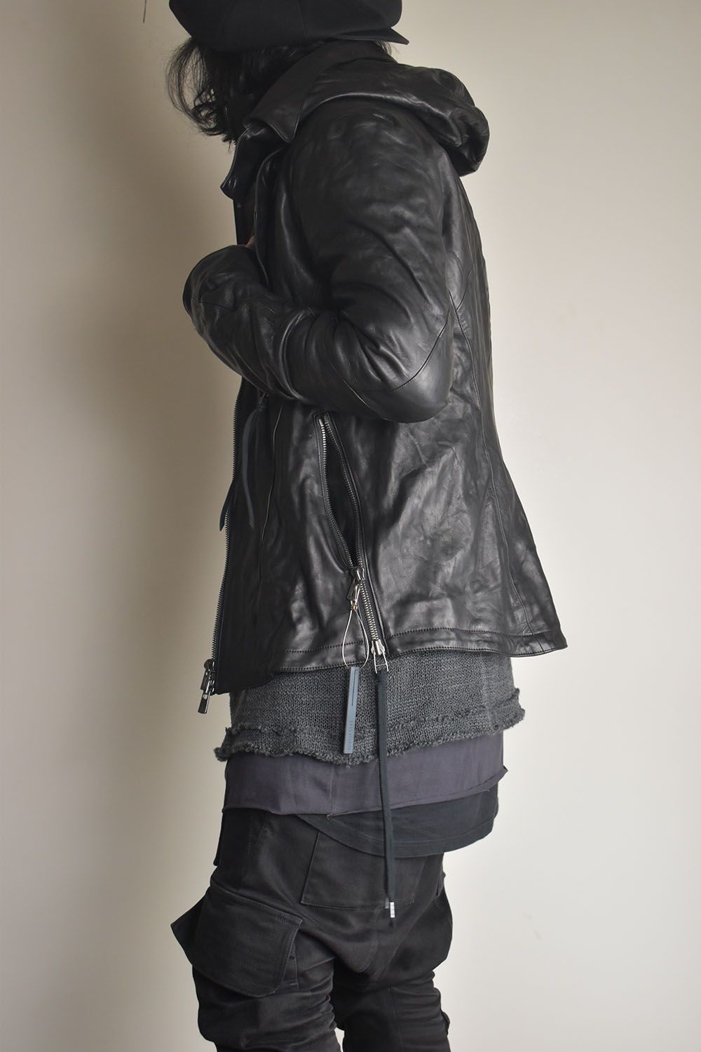 Horse Leather Hood Attachd Jacket "Black" / ホースレザーフードアタッチドジャケット"ブラック"
