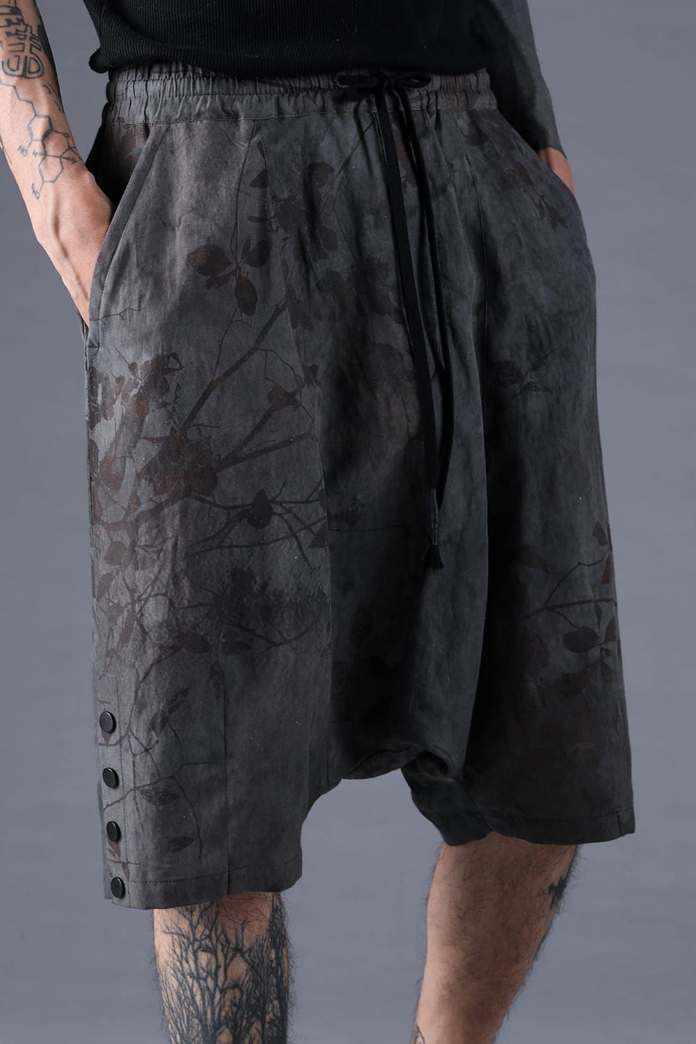 《2027SS先行予約分》Inkjet-Printed Sarrouel Shorts"Charcoal" / インクジェットプリントサルエルショーツ"チャコール"