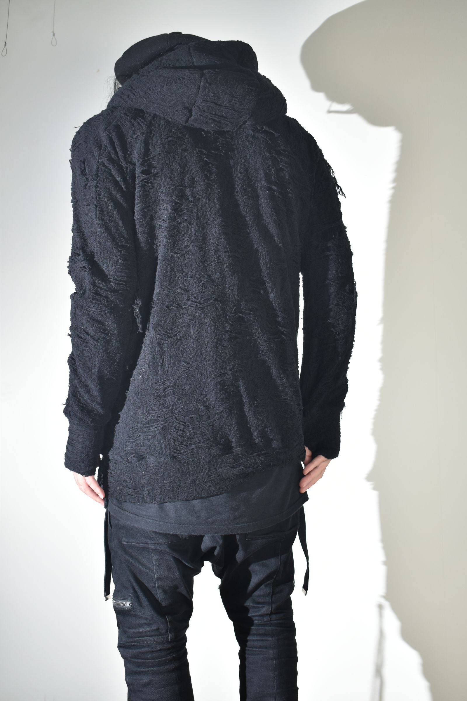 Damage Pile Zip-Up Hoodie"Black" / ダメージパイルジップアップフーディー"ブラック"