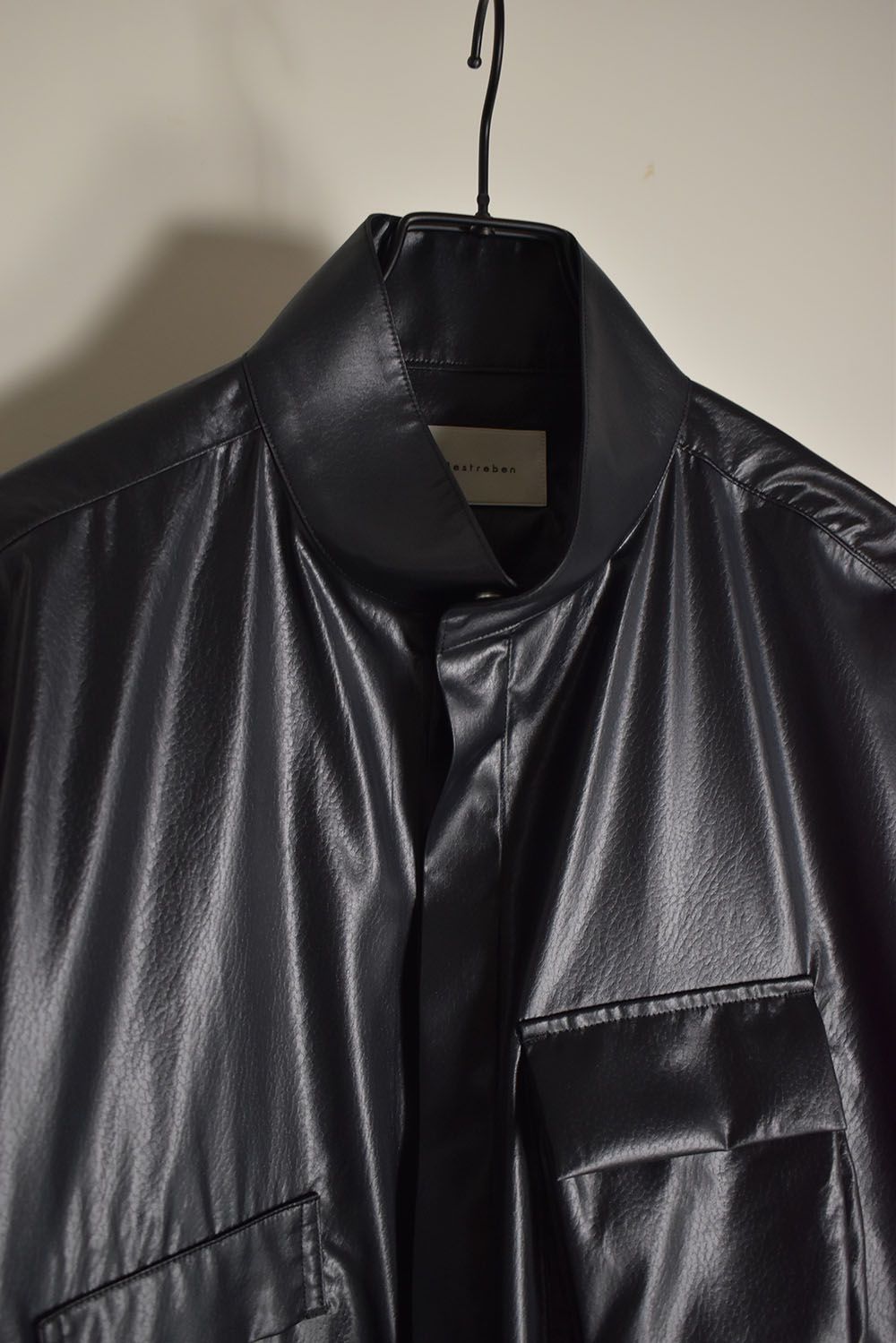 Fake Fake Leather Shirts Jacket"Black" / フェイクフェイクレザーシャツジャケット"ブラック"