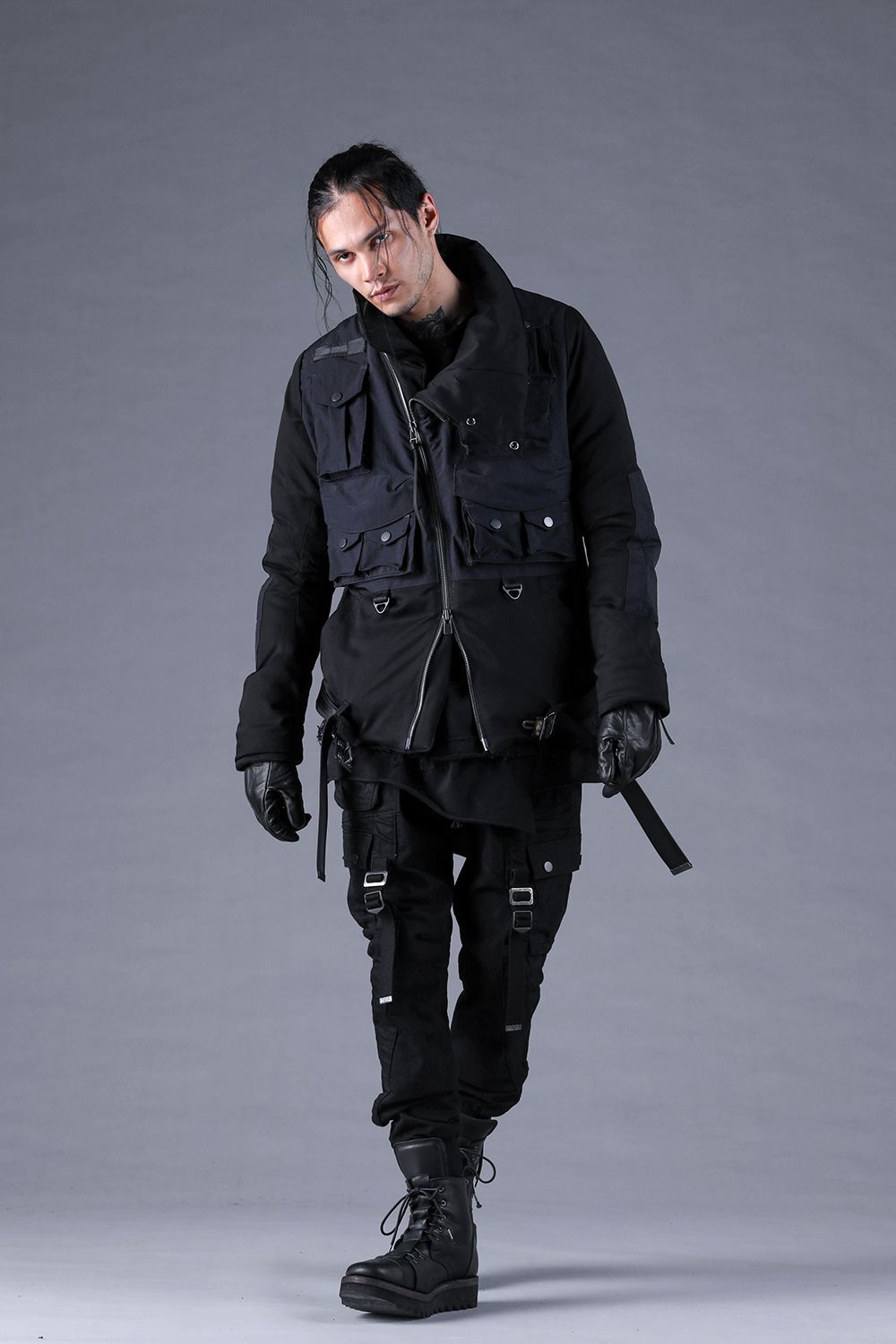 Stretch Denim Belt-Adjustable Cargo Jogger Pants"Black" / ストレッチデニムベルトアジャストカーゴジョグパンツ"ブラック"