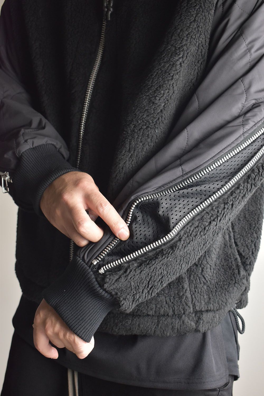 Combination Zip Boa Jersey"Black" / コンビネーションジップボアジャージー"ブラック"