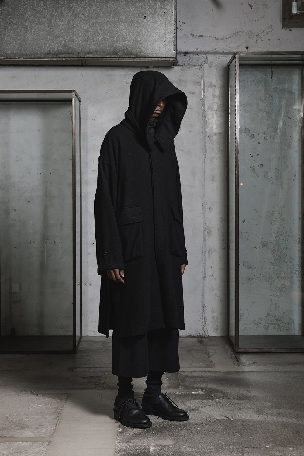 Wool Fulling Product Dyed Coat "Black" / ウール縮絨 製品染めコート"ブラック"