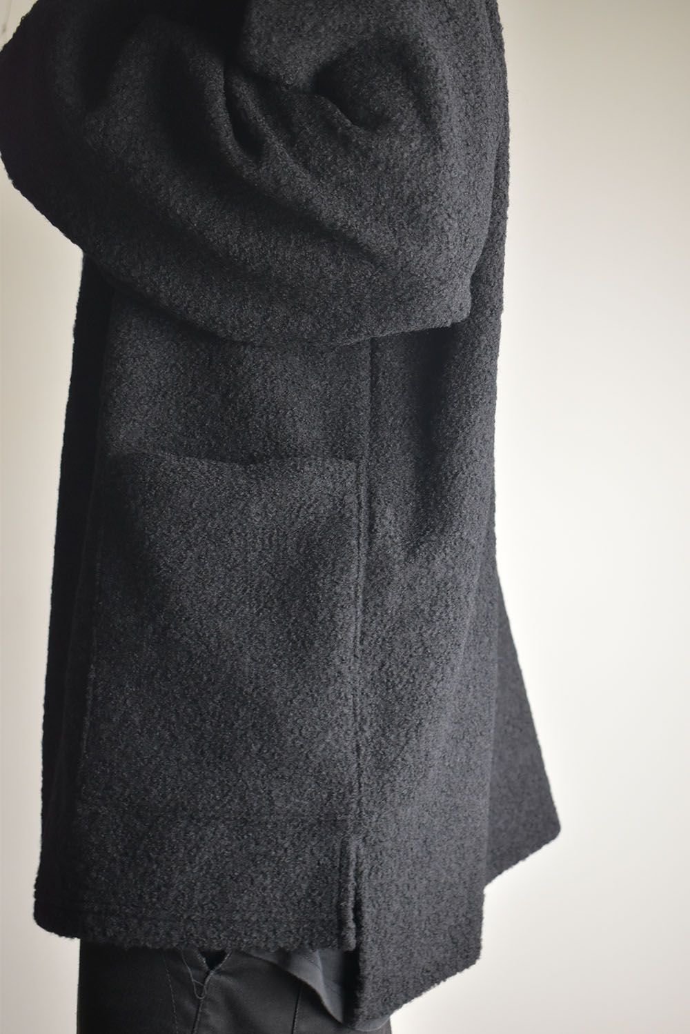 Loop Knit High Neck Long Sleeve T-Shirt "Black" / ループニットハイネックロングスリーブTシャツ"ブラック"