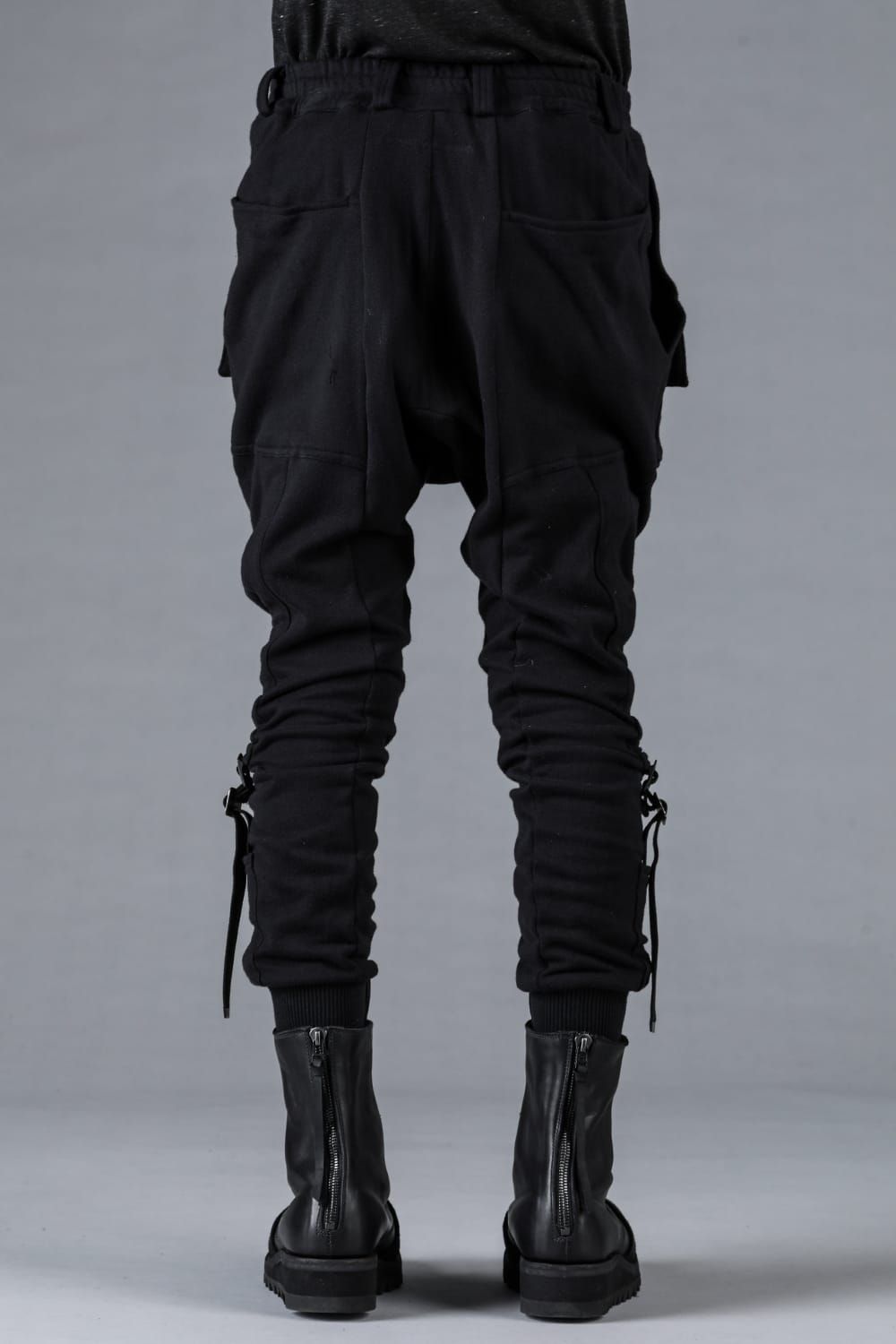 Non-ply Yarn Lined Belt Adjustable Crotch Jog Pants "Black" / 無撚糸裏毛ベルトアジャストロークロッチジョグパンツ"ブラック"