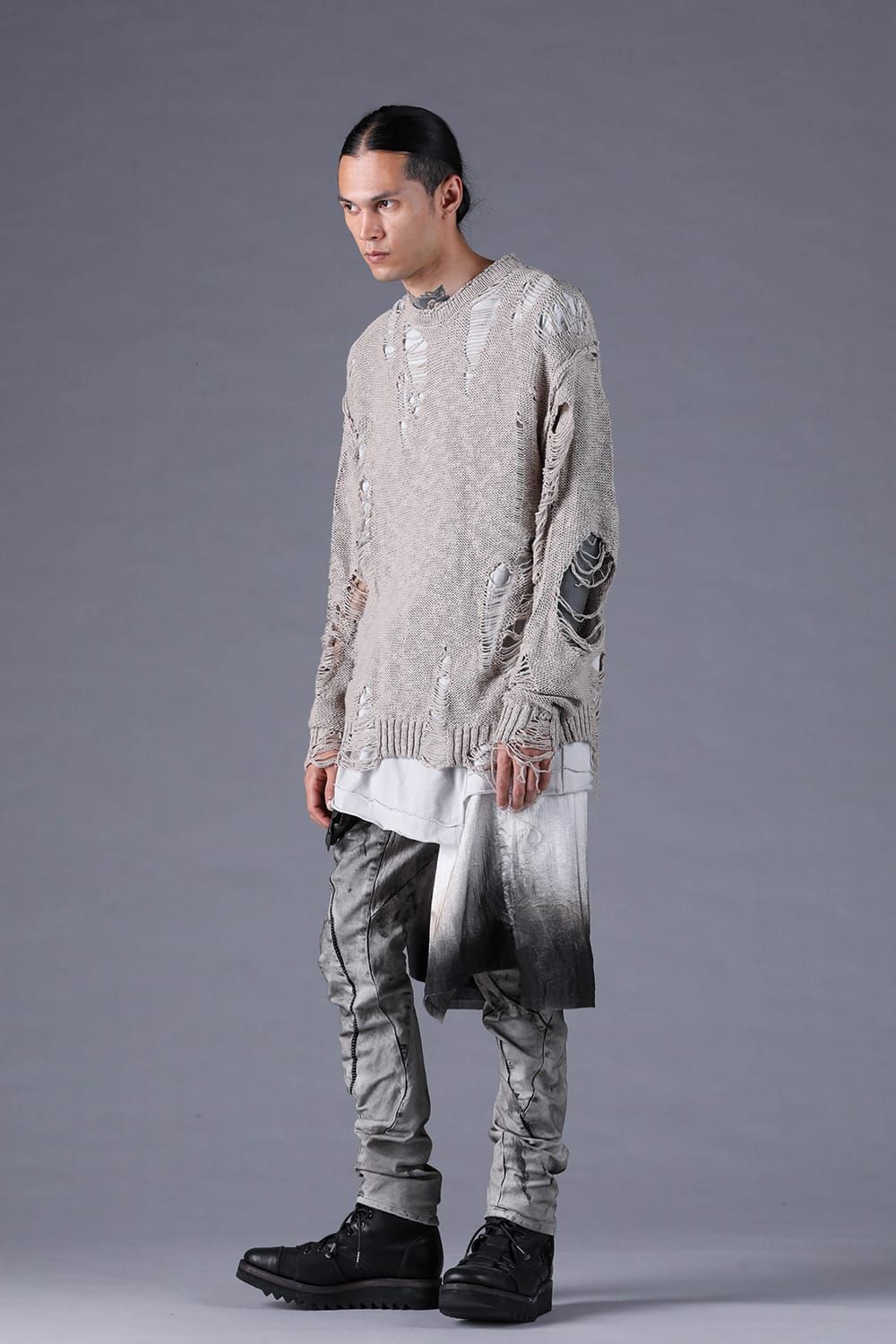 《2027SS先行予約分》3G Damage Knit Pullover "Grey" / 3Gダメージニットプルオーバー"グレー"