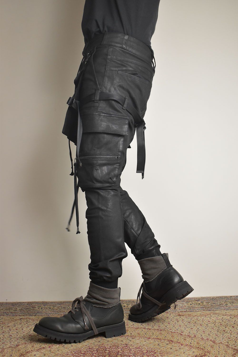 Product Coating Bag Attached Cargo Jogging Pants"Black" / 製品コーティングバッグアタッチドカーゴジョグパンツ"ブラック"
