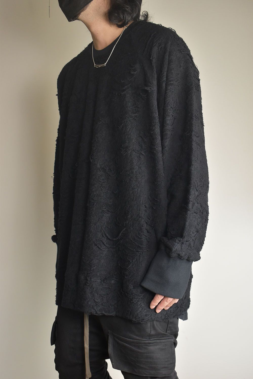 Damage Pile Dolman Top"Black" / ダメージパイル ドルマントップ"ブラック"