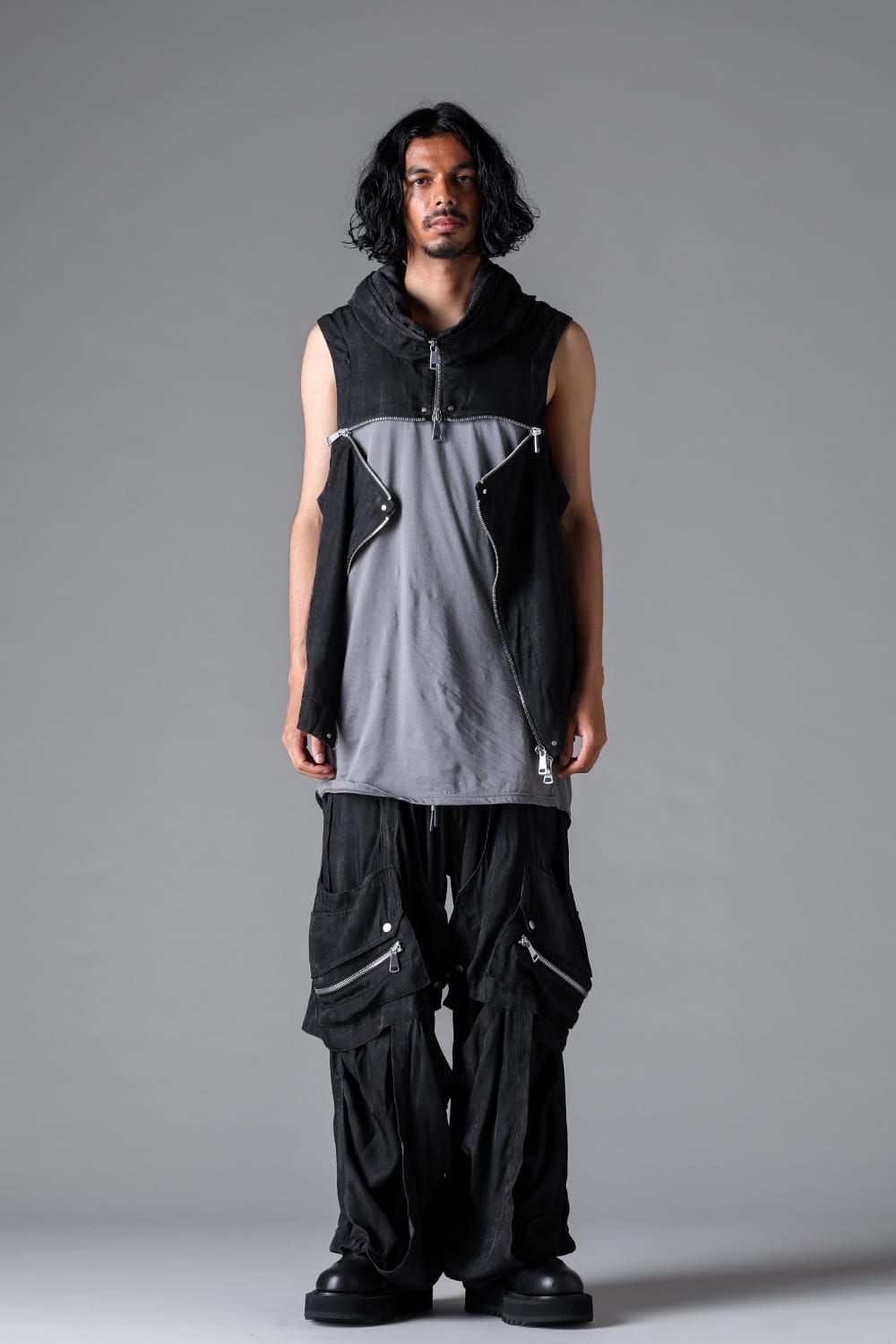 《2026SS先行予約》Zip Vest"Black / Uneven D.Grey / Uneven Grey" / ジップベスト"ブラック/アンイーブンダークグレー/アンイーブングレー"