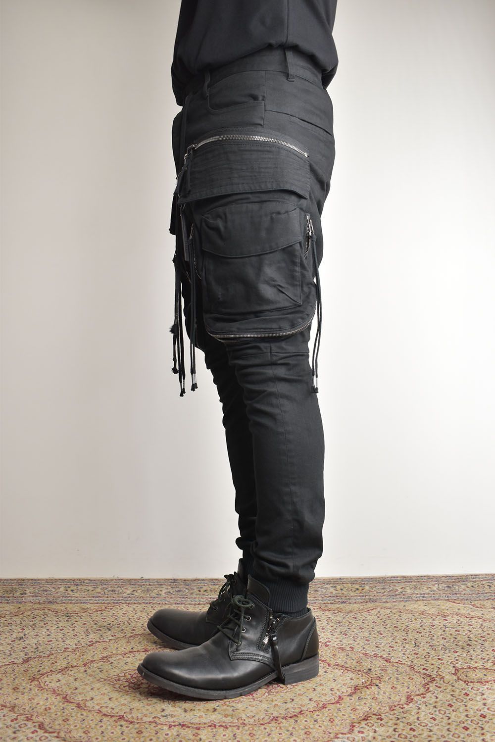 Stretch Denim Multi Pocket Cargo Jog Pants"Black" / ストレッチデニムマルチポケットカーゴジョグパンツ"ブラック"