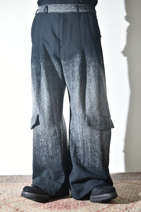 Gradient Needle Punch Sinflap Baggy Pants "Black Based" / グラデーションニードルパンチシンフラップバギーパンツ"ブラックベース"