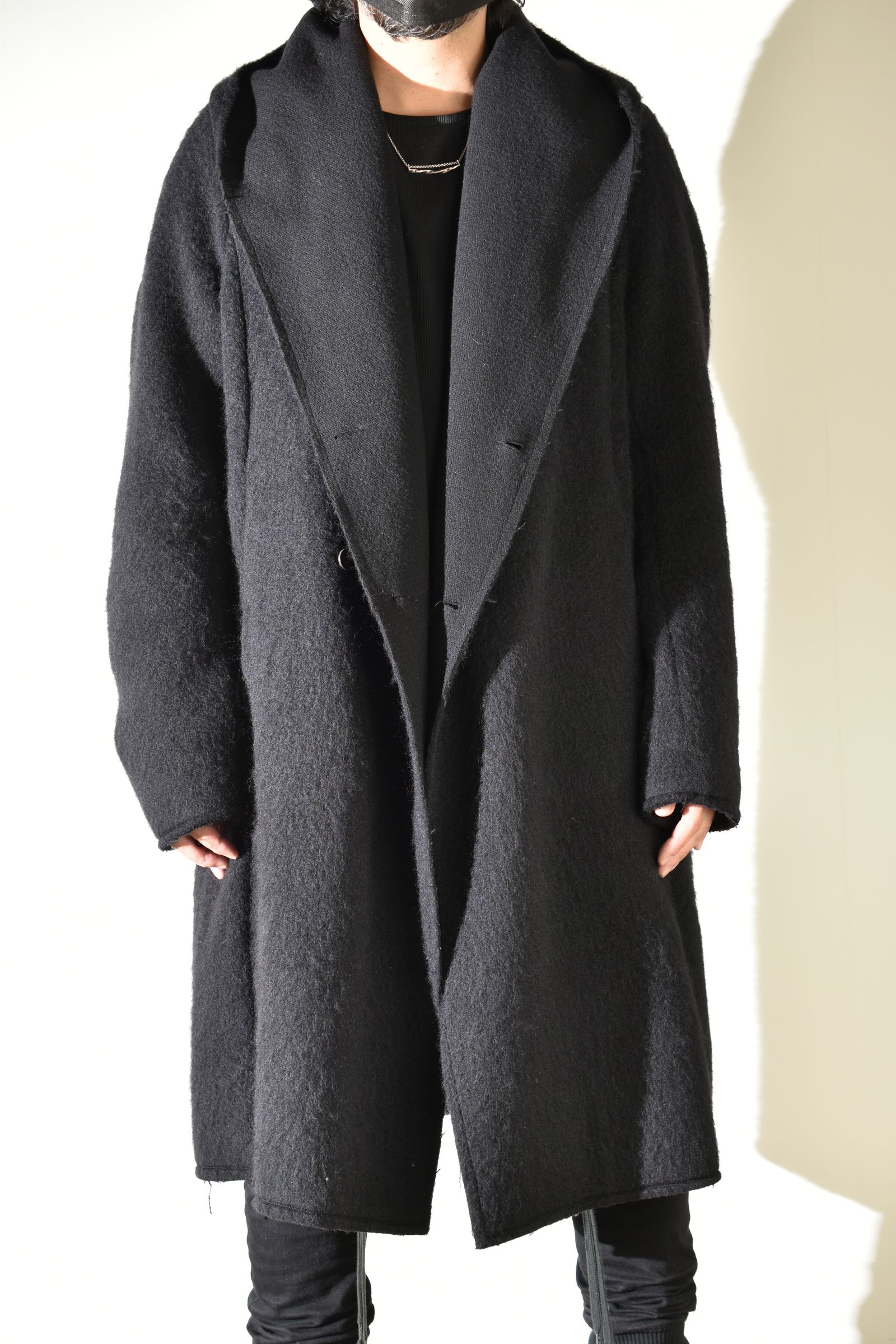 Shawl Collar Hoodie Coat "Black" / ショールカラーフーディコート"ブラック"