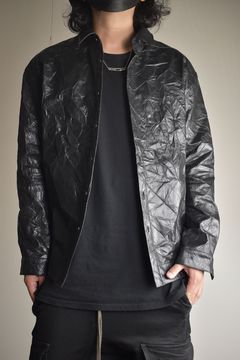 Washer Synthetic Leather Shirts"Black" / ワッシャーシンセティックレザーシャツ"ブラック"