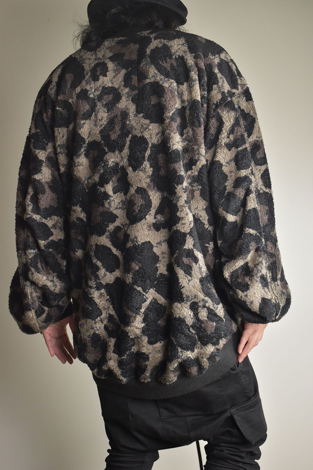 Large Leopard Fleece Cardigan "Dark Leopard" / ラージレオパードフリースカーディガン"ダークレオパード"