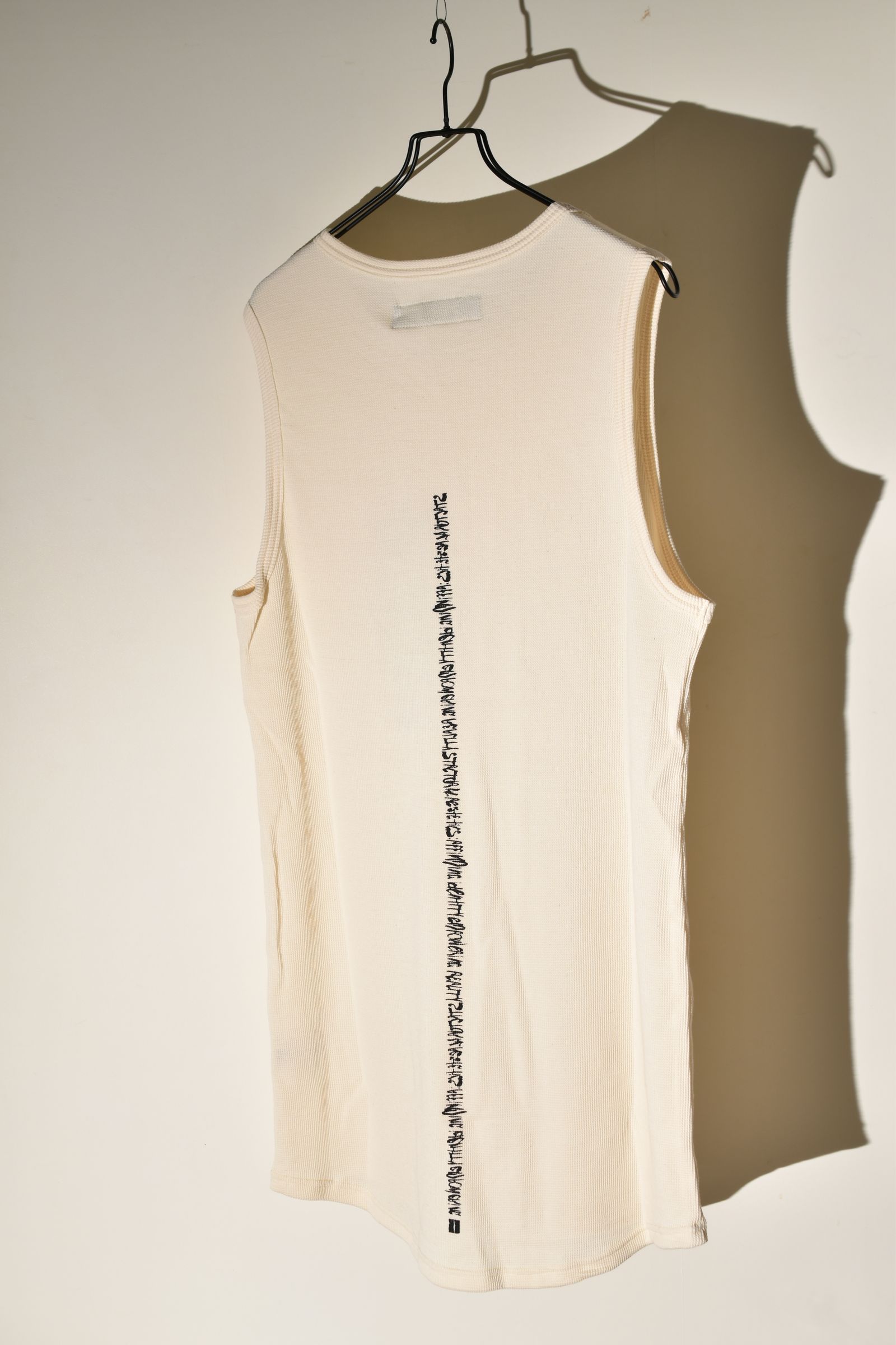 Back Printed Waffle Jersey Long Tank Top"Ivory" バックプリントワッフルジャージーロングタンクトップ"アイボリー"