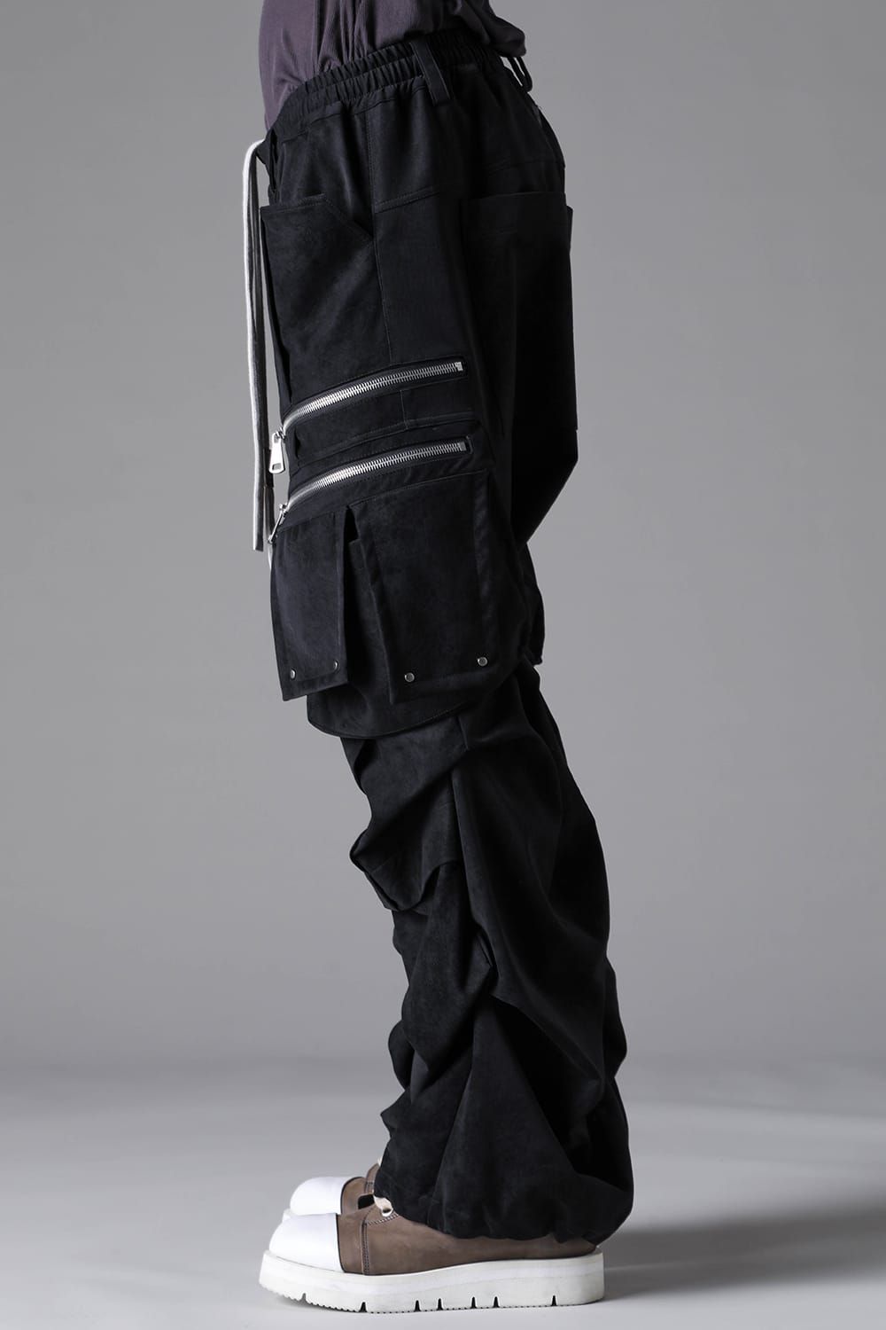 《2026AW先行予約》Vegan Suede Leather Cargo Pants"Black" / ヴィーガンスウェードレザーカーゴパンツ "ブラック"
