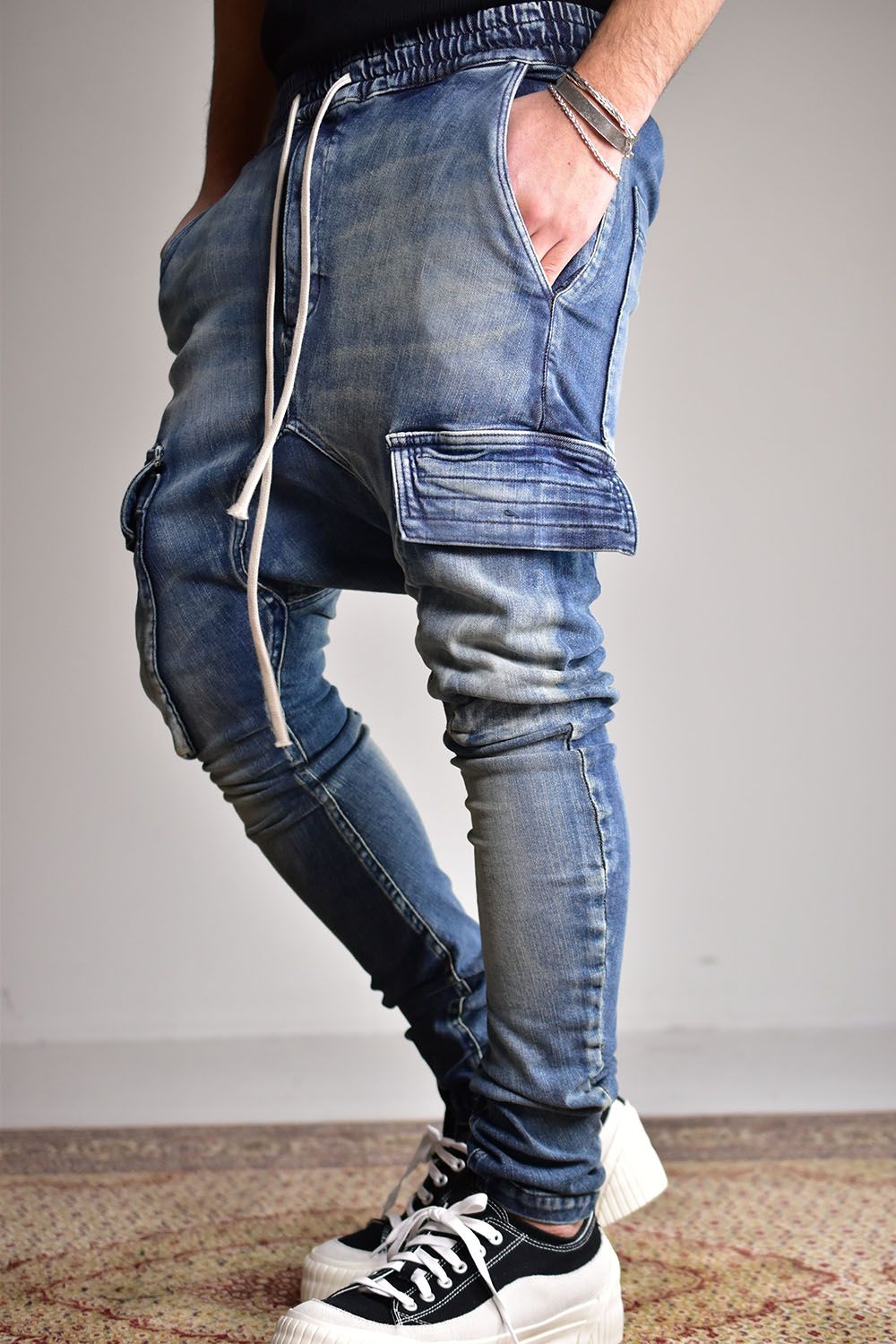Denim Sarouel Skinny Long Pants"Blue"/デニムサルエルスキニーロングパンツ"ブルー"