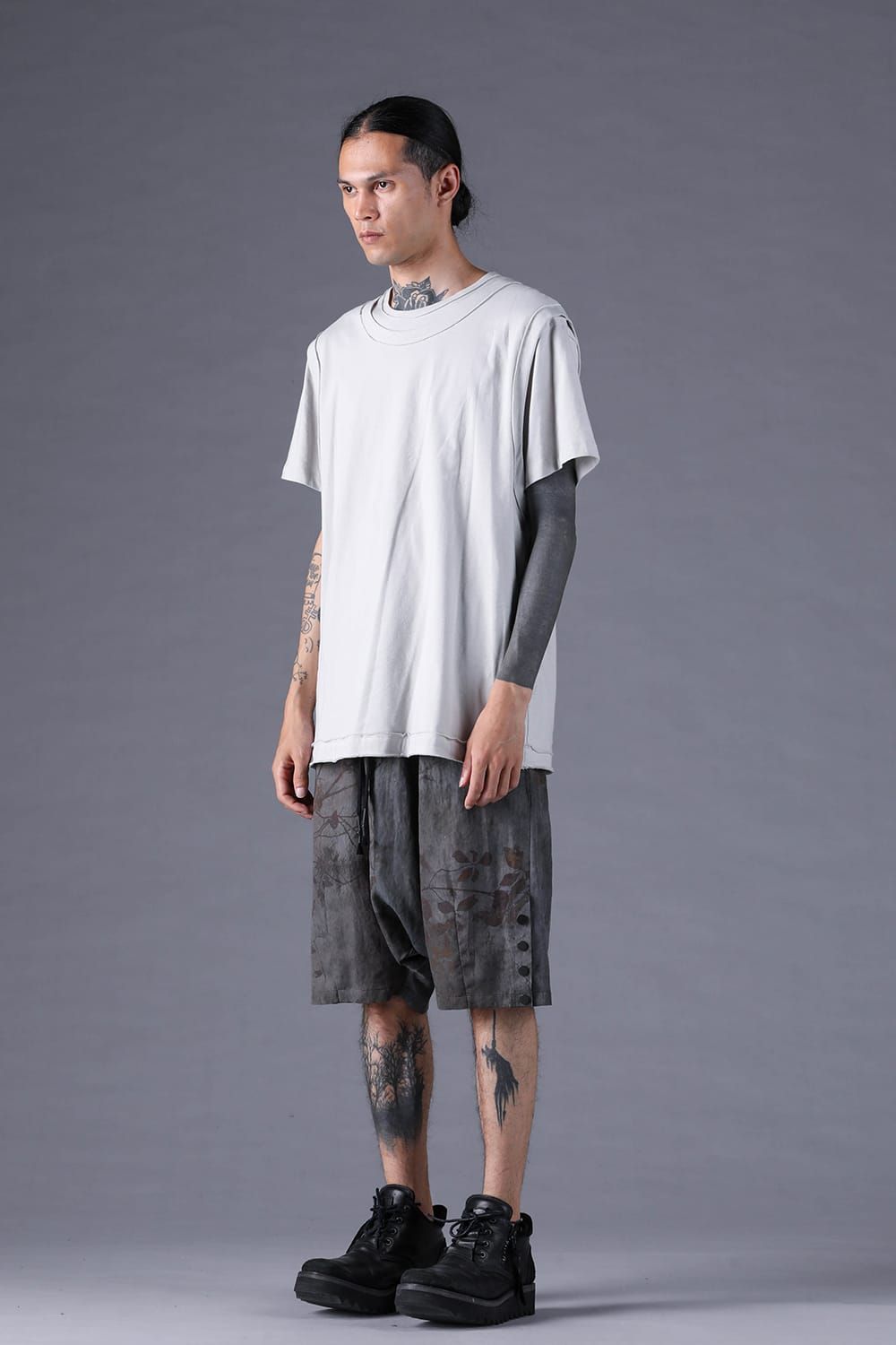 《2027SS先行予約分》30/- Cotton Layered S/S T-Shirt "Black" / Grey / Charcoal" / 30/-天竺レイヤードS/STシャツ "ブラック/グレー/チャコール"