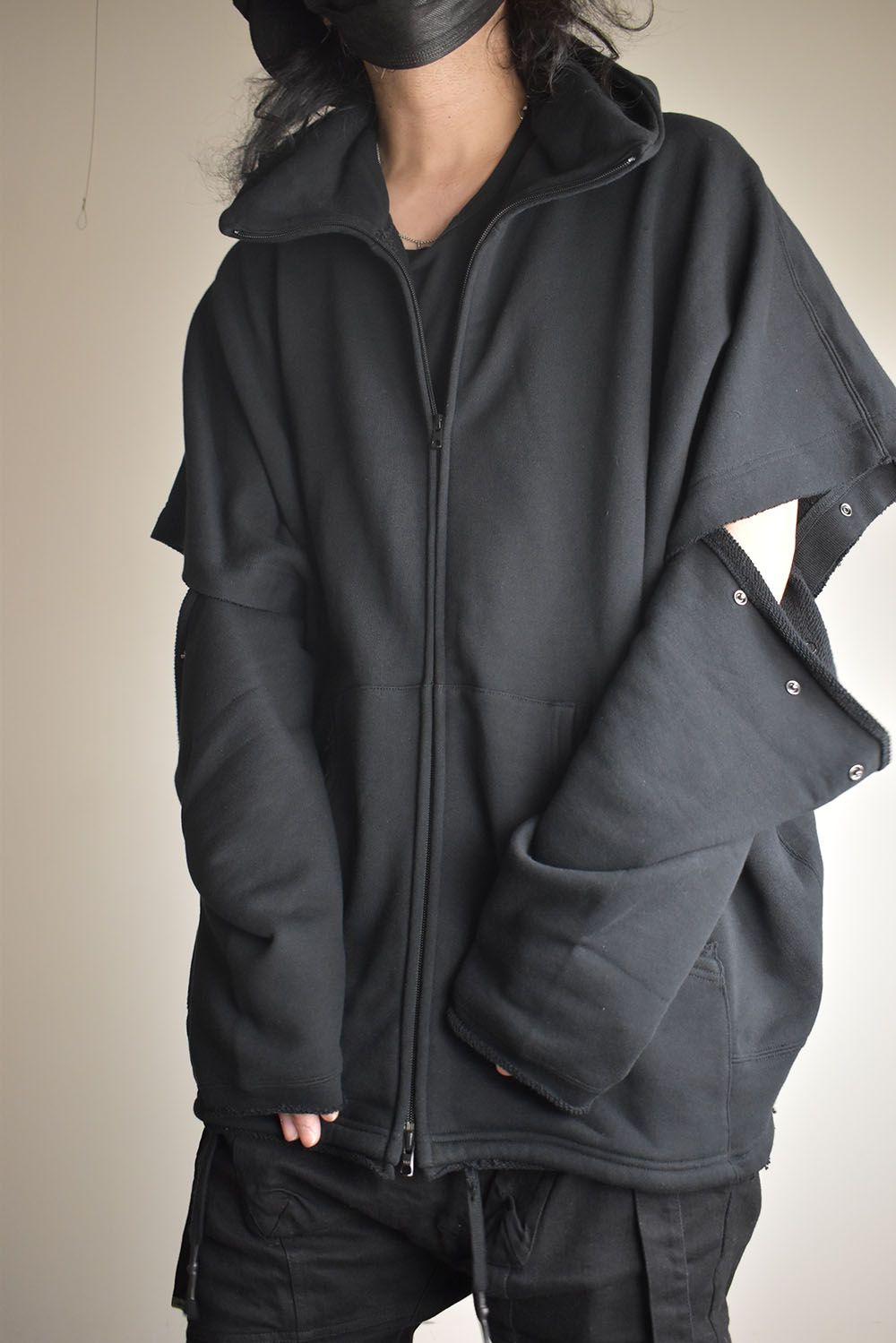 Sweat Oversize Zip Up Hoodie"Black" / スウェットオーバーサイズジップアップパーカ"ブラック"