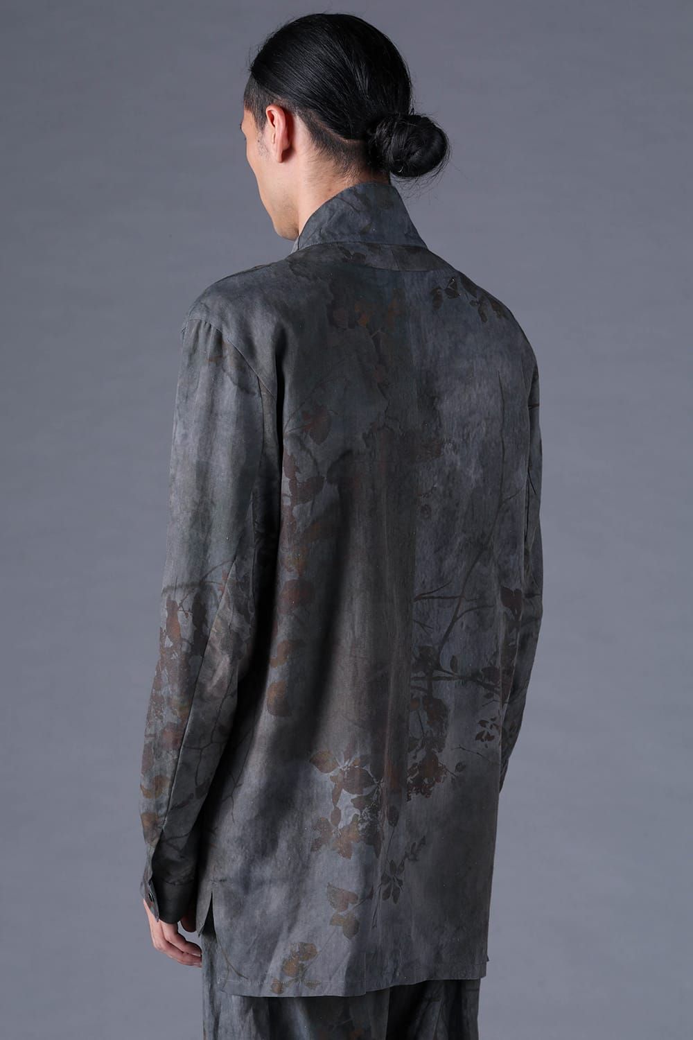 《2027SS先行予約分》Inkjet-Printed Shawl-Collar L/S Shirt "Charcoal" / インクジェットプリントショールカラーロングスリーブシャツ"チャコール"