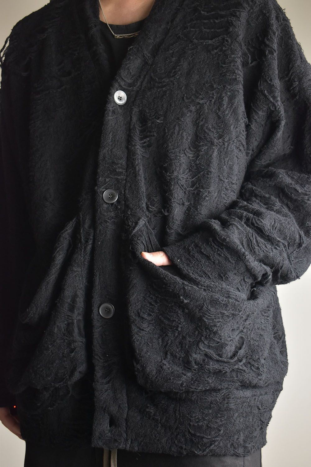 Damage Pile Jumbo Cardigan"Black" / ダメージパイル ジャンボカーディガン"ブラック"