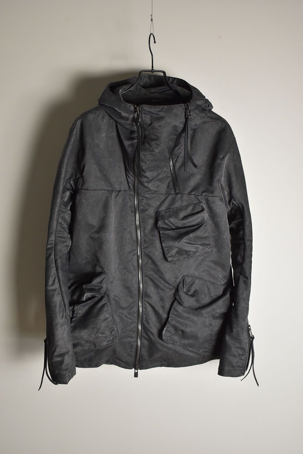 Pigment Coated Washer Nylon Hooded Jacket"Black" / 顔料コーティングワッシャーナイロンフーデットジャケット"ブラック"