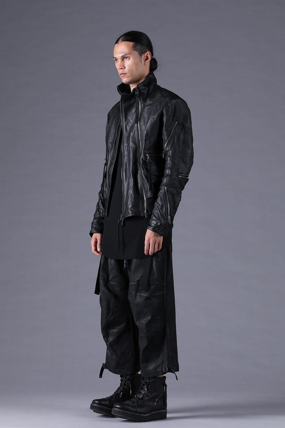 《2027SS先行予約分》Horse Leather Double-Zip Bomber Jacket"Black" / ホースレザーダブルジップボンバージャケット "ブラック"