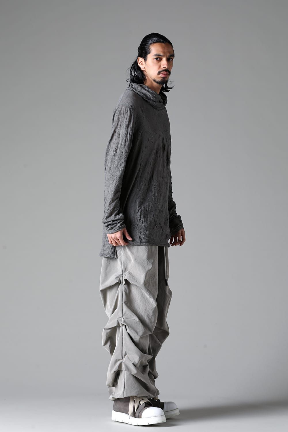 《2025AW先行予約》Gauze Washer High Neck Top"Black / Grey /Ivory /Beige"/ガーゼワッシャーハイネックトップ"ブラック/グレー/アイボリー/ベージュ"