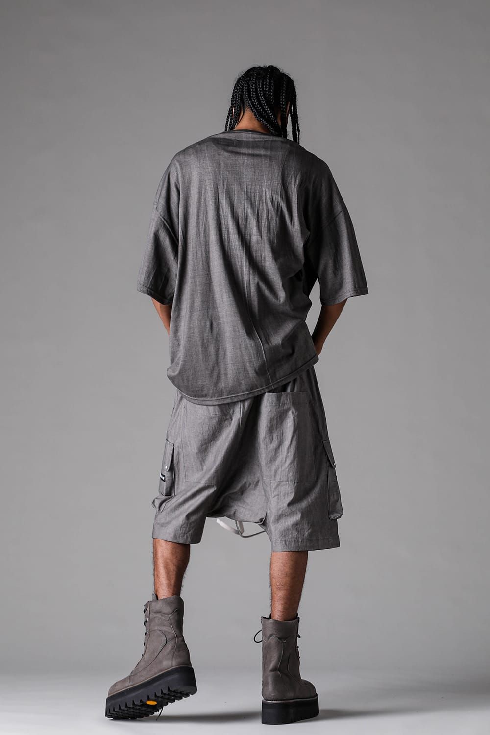 《2027SS先行予約》Sumi Dyed Cargo Shorts"Grey / L.Grey" / 墨染カーゴショーツ"グレー / ライトグレー"