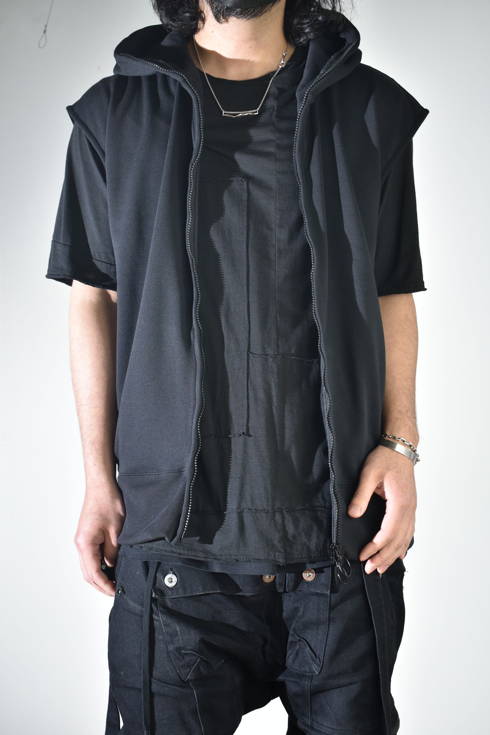 No Sleeve Zip Hoodie"Black" / ノースリーブジップフーディ"ブラック"