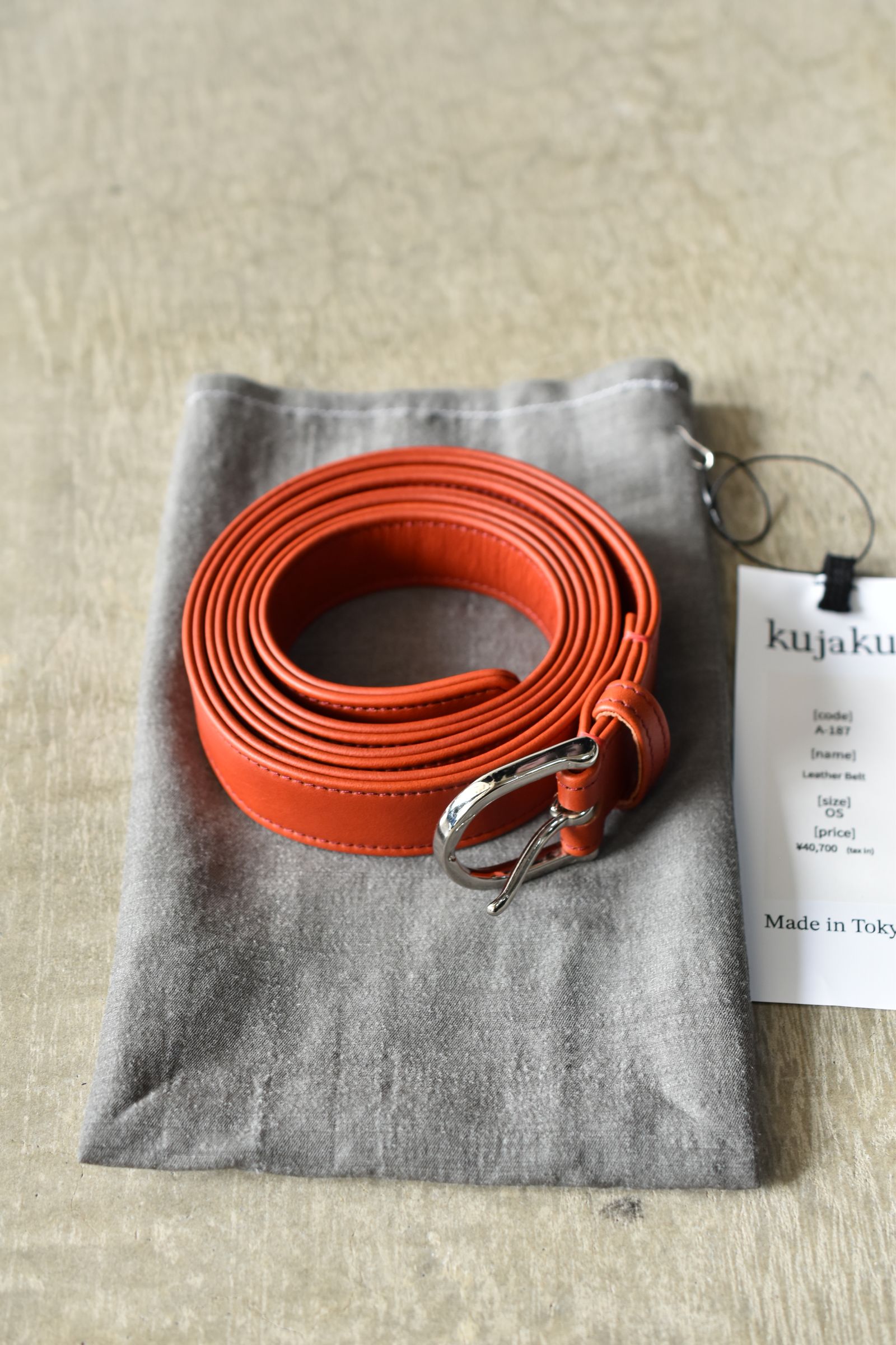 Leather Belt"Vermilion" / レザーベルト "バーミリオン"