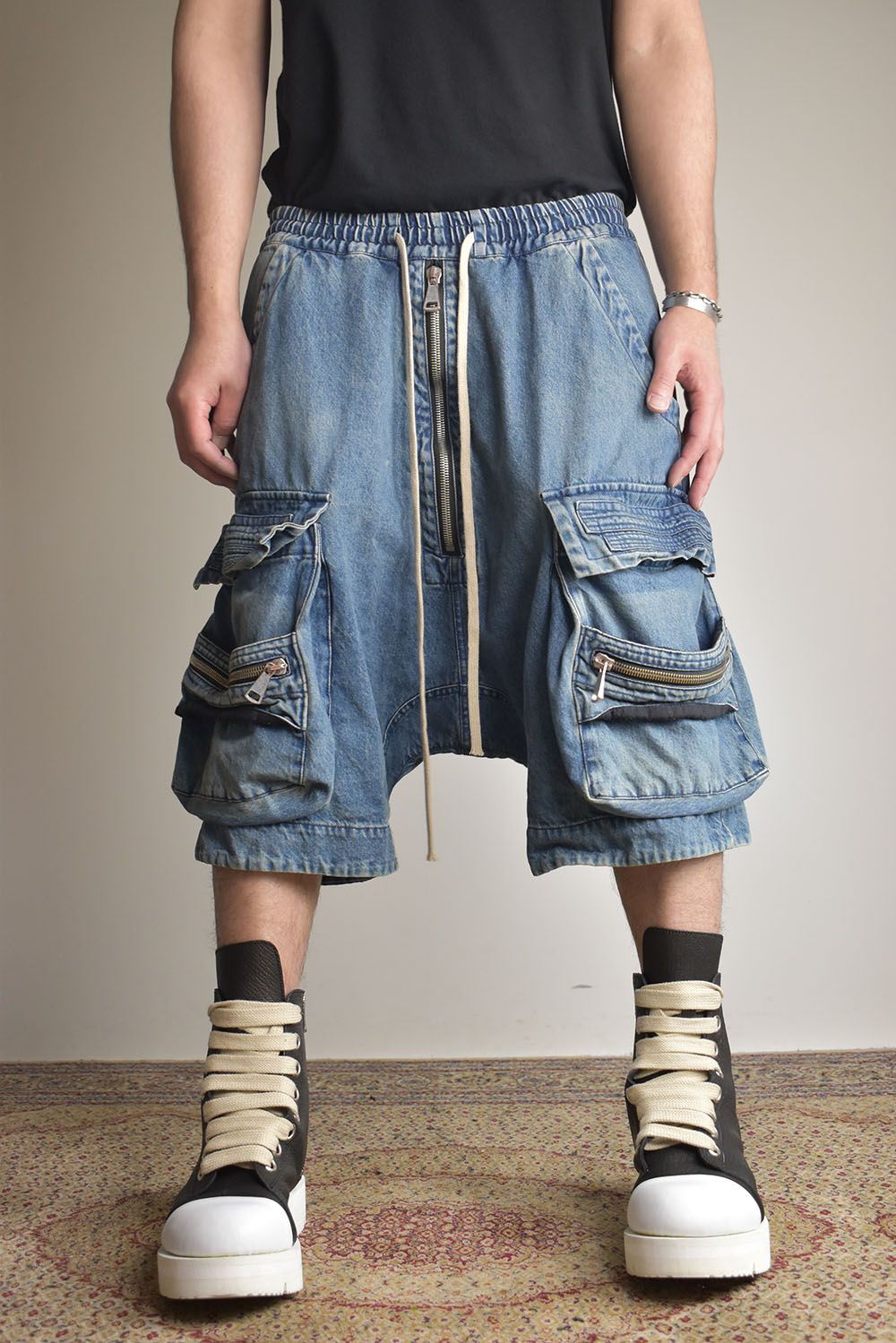 Vintage Denim Military Shorts"Blue" / ヴィンテージデニムミリタリーショーツ"ブルー"