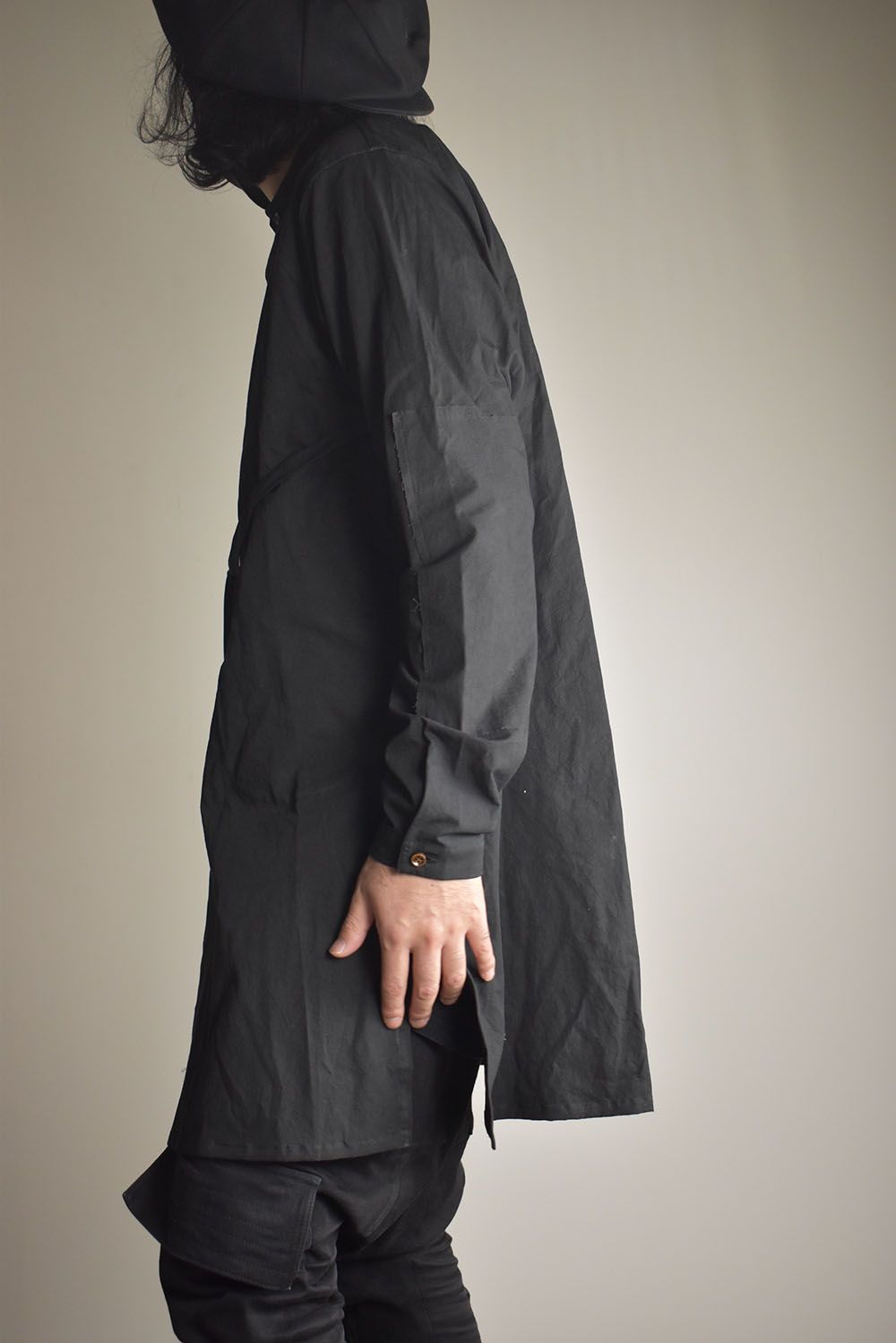 Strings Raw Edge Over Shirts"Black" / ストリングスローエッジオーバーシャツ"ブラック"