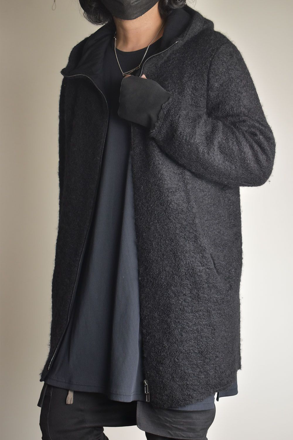 Mohair Knit Zip Hoodie "Black" / モヘアニットジップフーディ"ブラック"