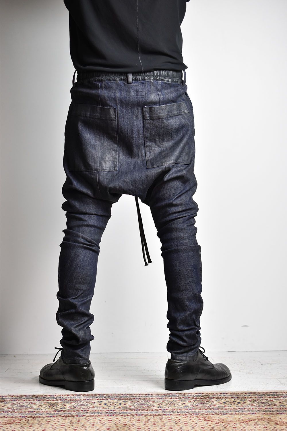 《2025AW先行予約》Coated Stretch denim Sarouel skinny"Blue" / コーティングストレッチデニムサルエルスキニー"ブルー"