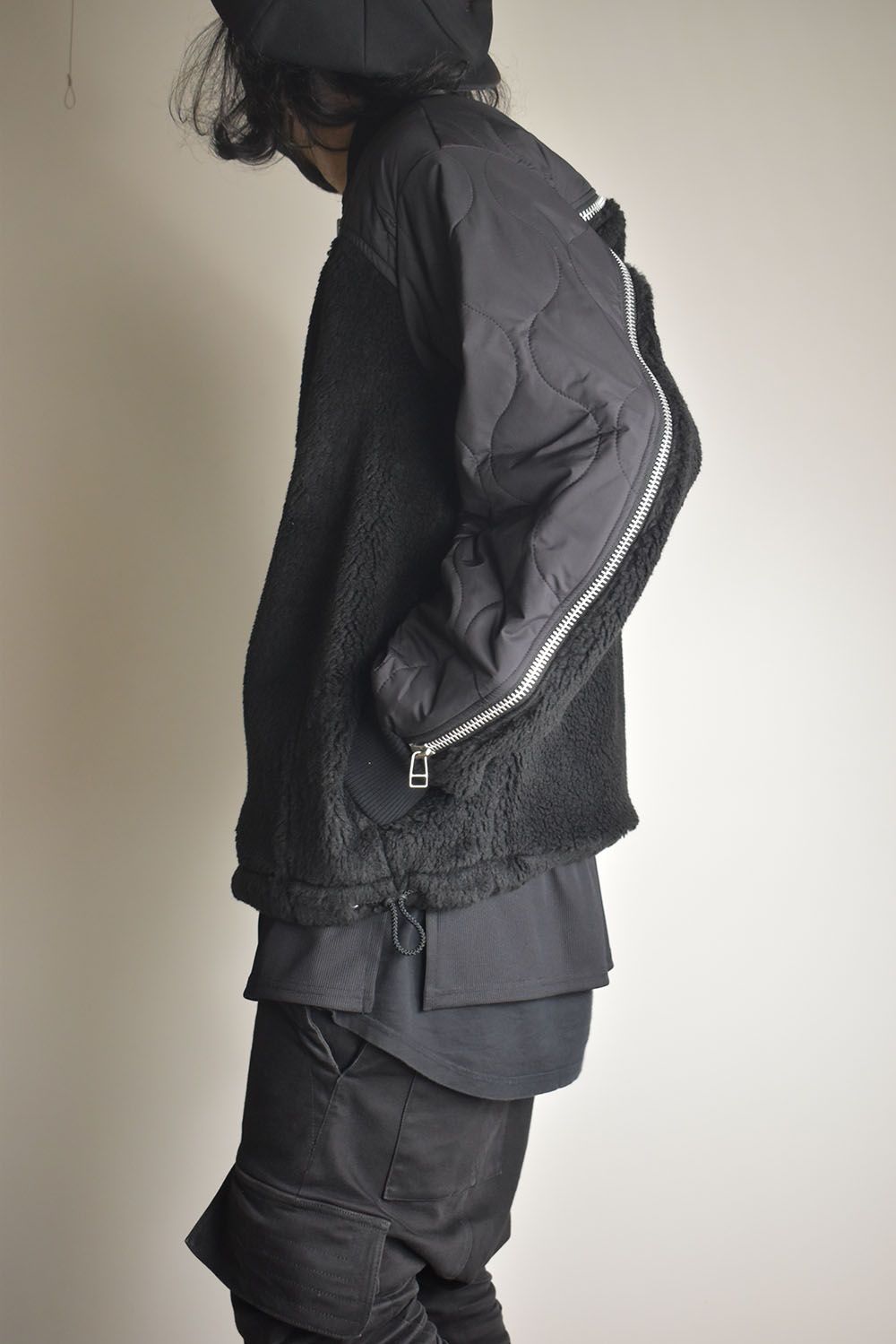Combination Zip Boa Jersey"Black" / コンビネーションジップボアジャージー"ブラック"