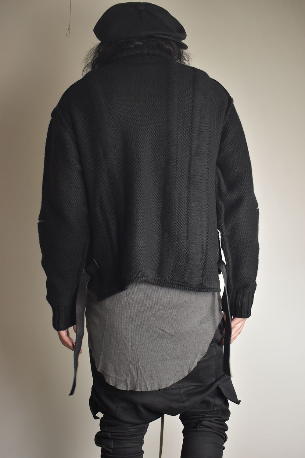 Damage Stripe Knit Cropped Jacket "Black" / ダメージストライプニットクロップドジャケット"ブラック"