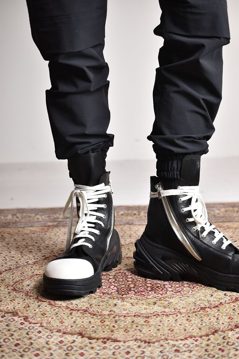 Hi-Cut Leather Sneaker"Black×White"/ハイカットレザースニーカー"ブラック×ホワイト"
